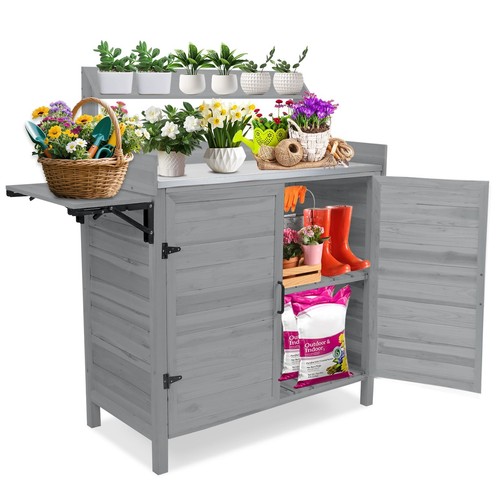 Potting Bench for Outside Garden Potting Table with Storage Cabinet ...
