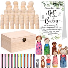98 Pcs Baby Shower Blocks to Decorate Game Painting Kit Includes 72 Wooden Bl...