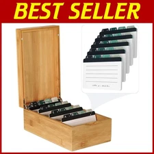 Bamboo Index Card Holder with A-Z Dividers