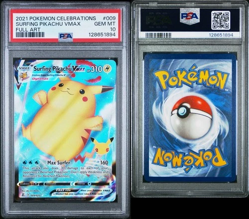 PSA 10 Gem Mint Surfing Pikachu Vmax 009/025 Celebrations Pokemon TCG