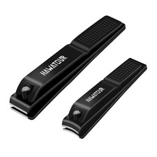 Nail Clippers Set Ultra Sharp Sturdy Fingernail Toenail with Tin Case Black