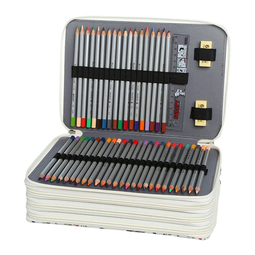 Portable 200 Slots Colored Pencil Case Organizer Printing Pattern ...