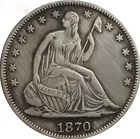1870-S Seated Liberty Silver Half Dollar 50C High Grade