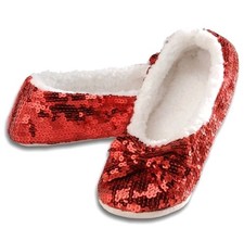 Snoozies Ballerina Bling Womens Sz Medium 7/8 Slippers Sequins Dorothy Costume 