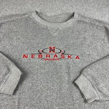 VTG Nebraska Cornhuskers Sweatshirt Men Large Gray Embroidered Pro Edge NCAA 90s