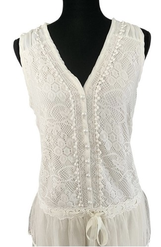 Pinky Drop Waist Cream ivory Lace Fairycore Cottagecore Whimsical womens Large