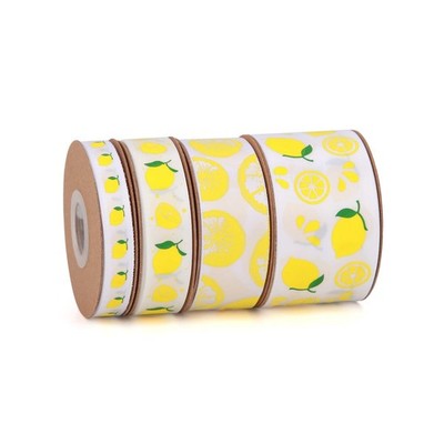 Lemon Satin Ribbon 40 Yards Yellow White Lime Green Fruit Printed Decorative
