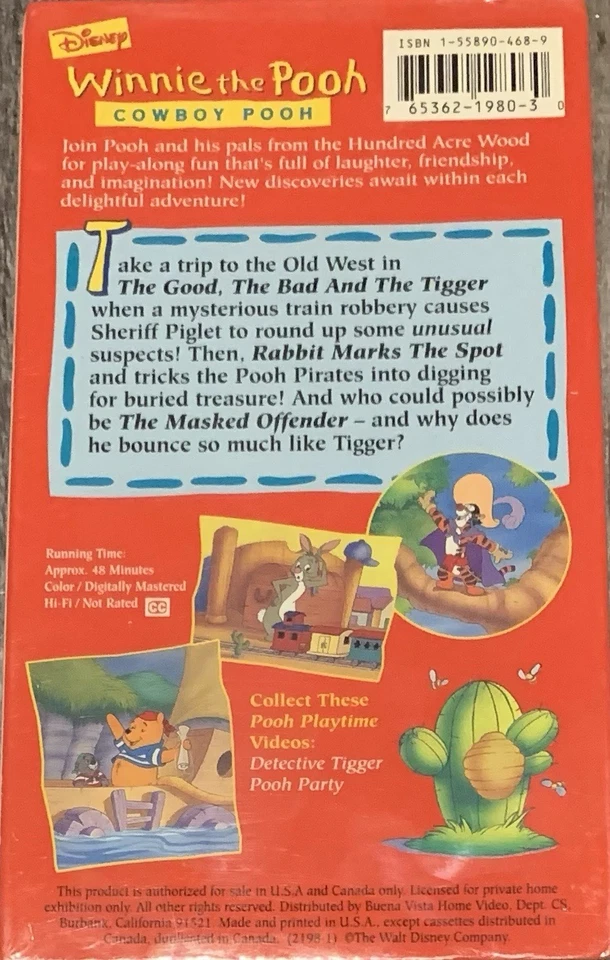 RARE! Winnie the Pooh: Playtime Cowboy Pooh VHS Package Sealed 1994 BRAND NEW!!! - Image 3 of 4