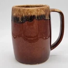 Vintage Hull Ovenproof USA Marked Mirror Brown Drip Glaze Large Mug 5" Tall