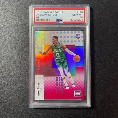 2017-18 Panini Status Jayson Tatum Red 224/299 PSA 10 Gem Mint RC