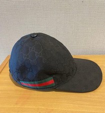 Gucci GG Cap Black Leather Backstrap Used M