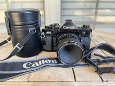Canon A-1 35mm film Camera with FDn 50mm F/3.5 Macro lens Set