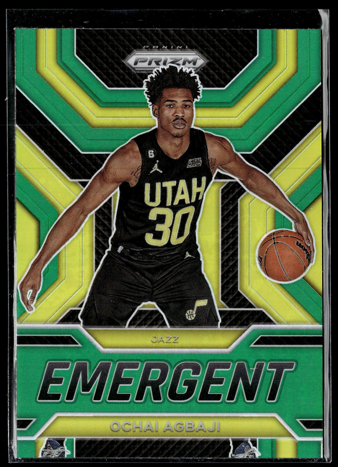 2022-23 Panini Prizm #9 Ochai Agbaji Emergent Green Prizm Rookie RC Utah Jazz
