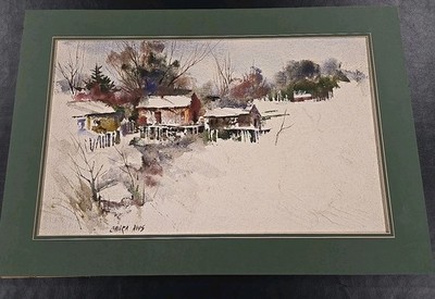Alan Robert Chiara Large Oil Watercolor Textured  SIGNED Chiara Aws Matted 