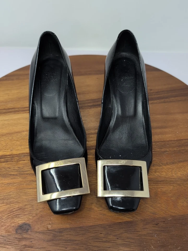 2 ROGER VIVIER Trompette Navy Blue/Black 36 US 6 Women's Patent Leather Pumps  - Image 2 of 4