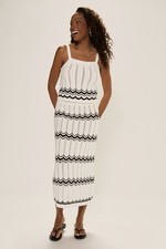 NEW Francesca's Connie Crochet Knit Cheveron Midi Skirt Tank Set MEDIUM White