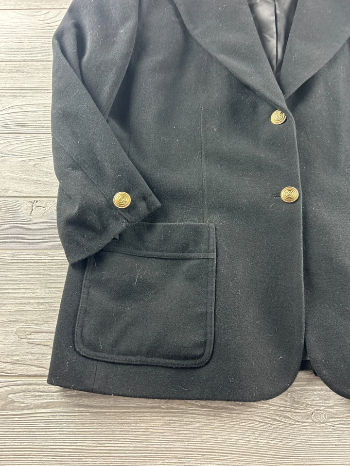 Chaqueta Blazer Para Mujer Mezcla Cachemira Italia Mezcla Lana y Cachemira Negra 2 Botes Foto 2 de 4