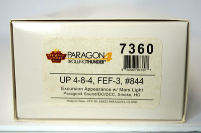 Broadway Limited HO 7360 UP FEF-3 #844 Excursion Version Paragon4 DCC Sound Smok