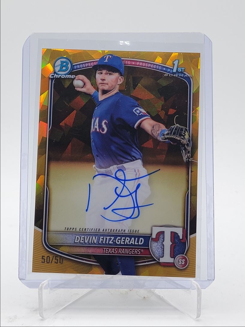 DEVIN FITZ-GERALD 2025 BOWMAN CHROME 1ST SAPPHIRE GOLD AUTO 50/50 Q3967