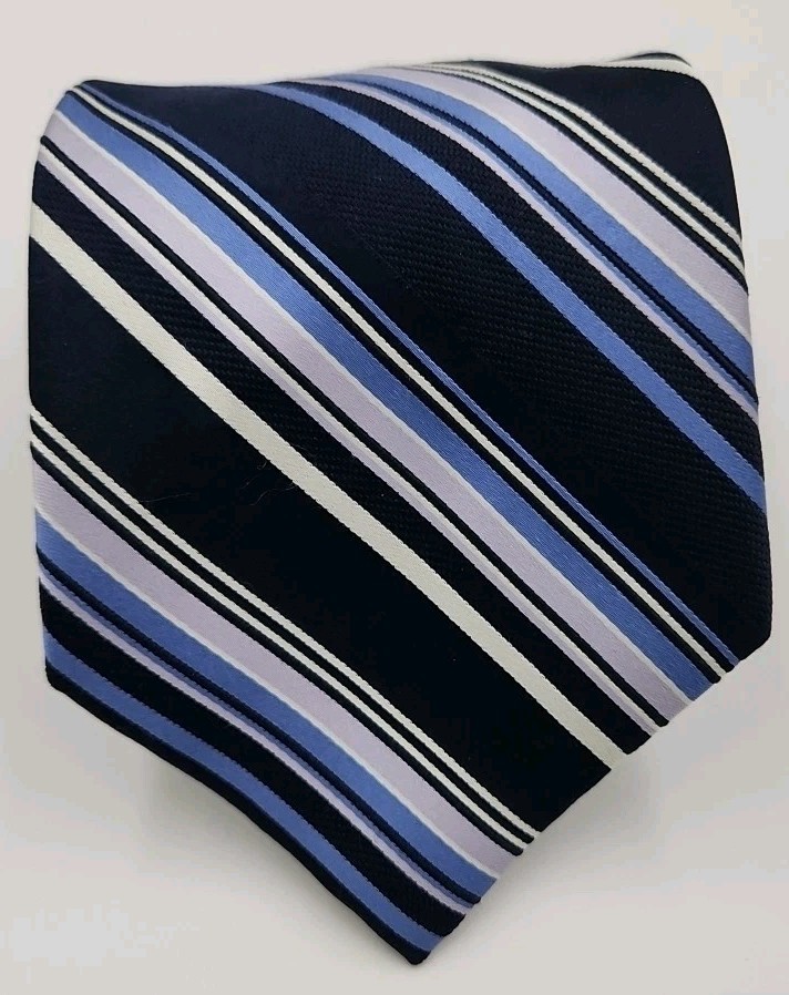Jones New York 100% Silk Made In China Multicolored Striped Rep Tie 58