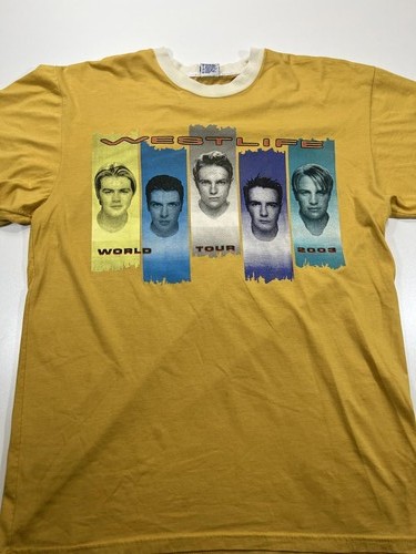 Westlife 2003 World Tour Vintage Yellow Graphic T-Shirt