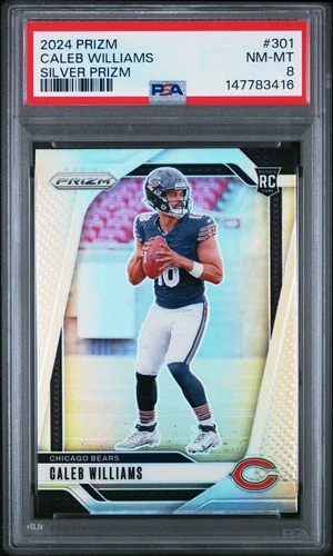 2024 PANINI PRIZM SILVER PRIZM #301 CALEB WILLIAMS ROOKIE RC PSA 8