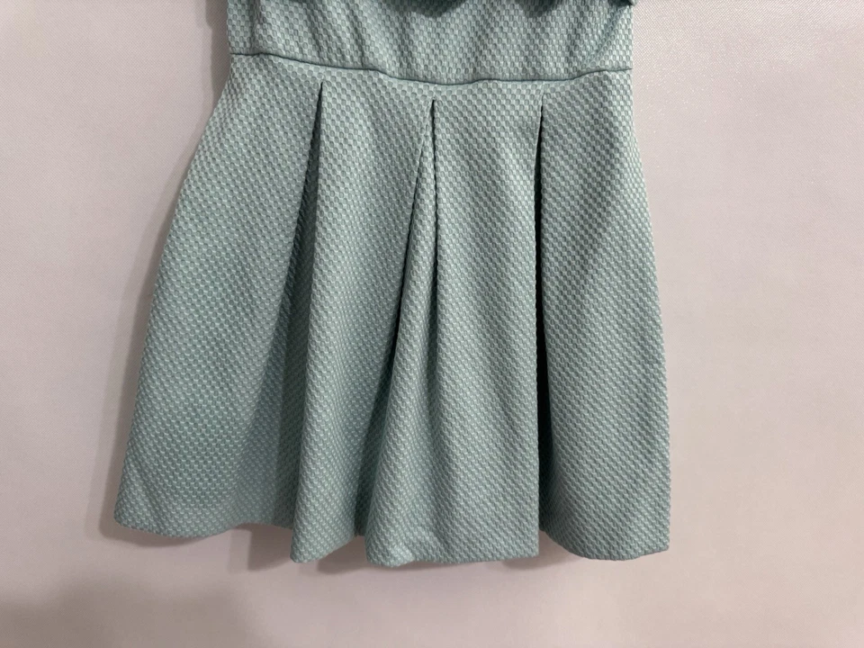 Mayoral Girls Size 6 Dress Light Teal Textured Bow Short Sleeve Holiday Party - Image 4 of 4