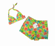 Catalina Vintage Women  s 2 Piece Swimsuit Bikini Top Shorts Tropical Floral M