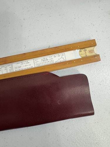 Vintage Frederick POST Company n.1447 SLIDE RULE con custodia in pelle - Foto 2 di 7