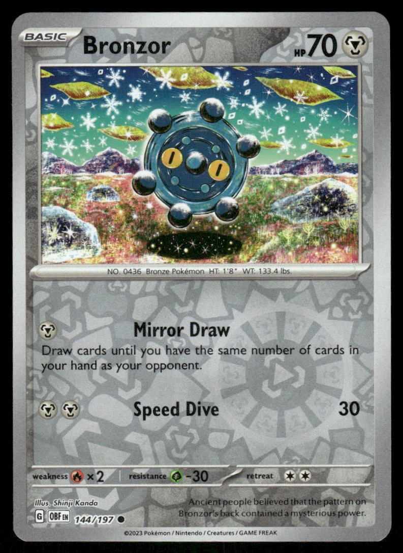 Bronzor 144/197 - Obsidian Flames - Reverse Holo Common NM