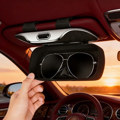 Car Sunglasses Holder Sun Visor Glasses Case Eyeglass Protective Box Black SALE