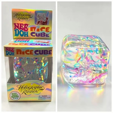 Needoh Nice Cube holographic ribbon confetti fidget toy