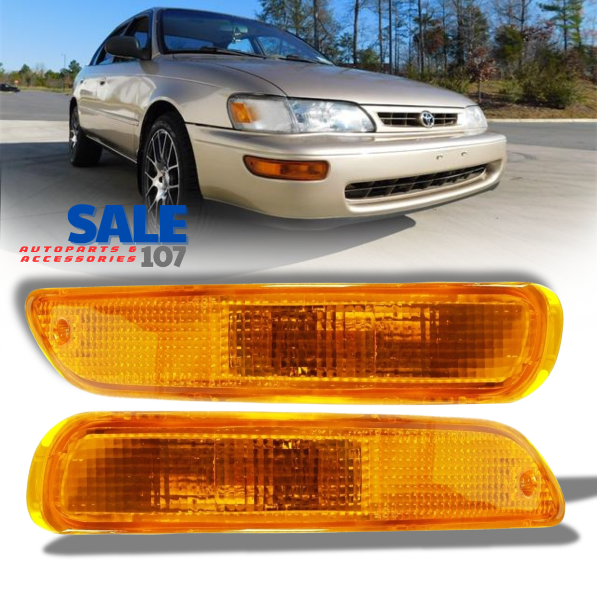 For 1993-1997 Toyota Corolla Front Bumper Light Lamp Yellow Pair