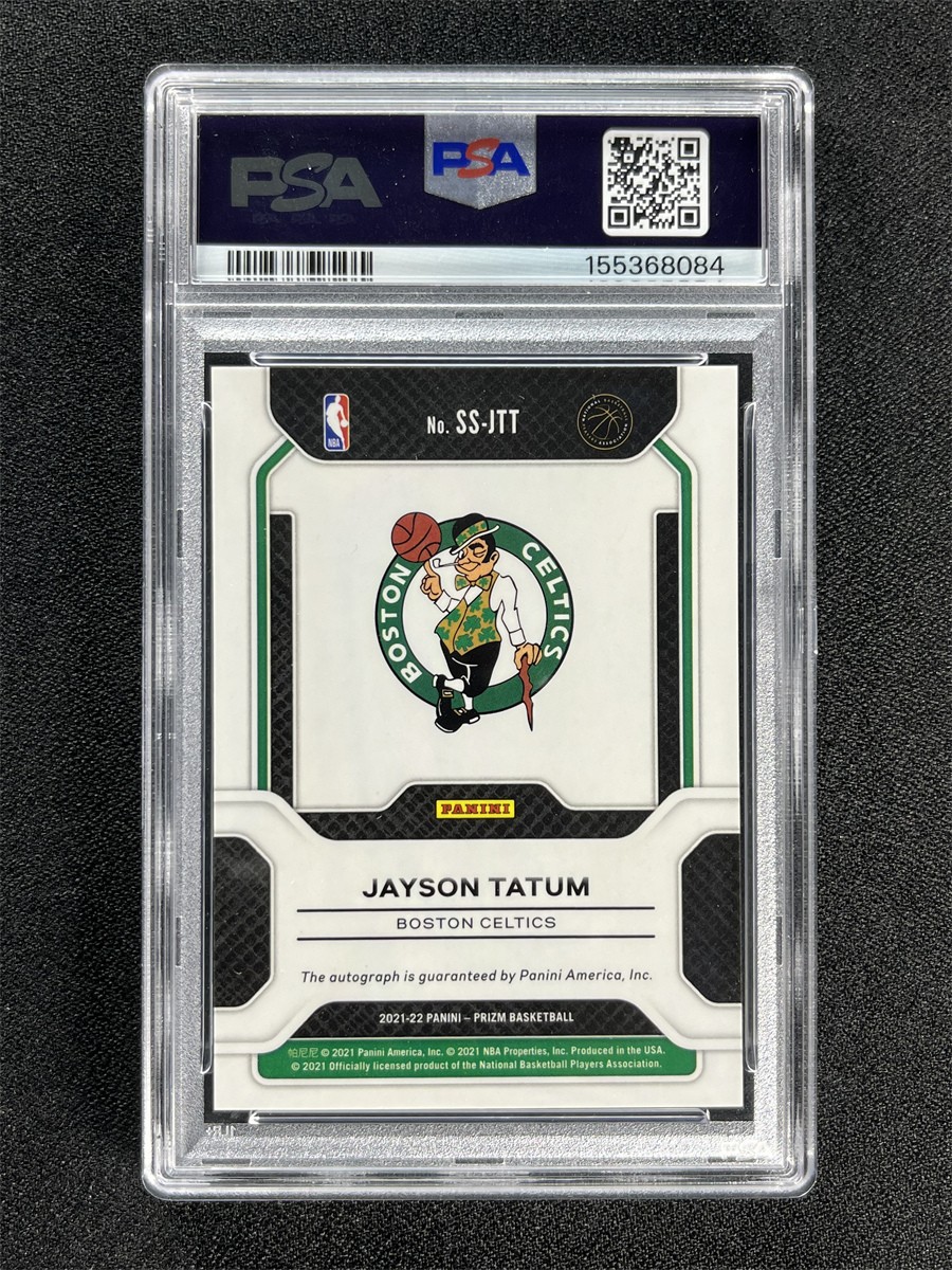 2021-22 Panini Prizm Jayson Tatum Sensational Signatures Auto PSA 10 GEM MT view 2