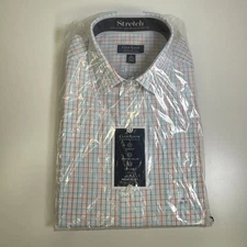 Club Room Mens Regular Fit Dress Shirt Large, White Check  16 34/35 $60