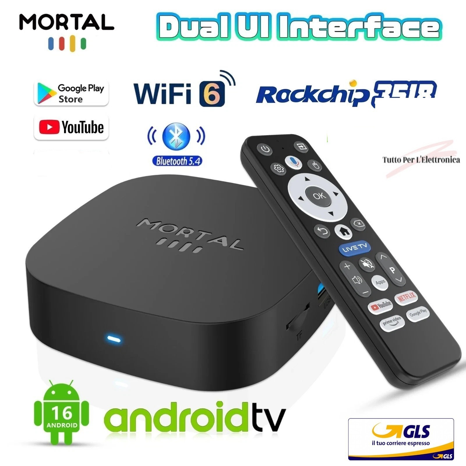 Android 16.0 TV Box Lettore multimediale 2GB RAM 16GBROM REALI-  8K 4K Dual