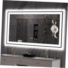 55"X30" LED 55"L x 30"W Led Bathroom Mirror Black Framed(3 Light Modes)