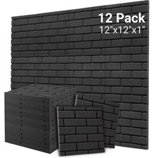 Sound Proof Foam Panels, Brick Shaped Soundproof Wall Panels, 12 Pack 12"x12"x1"