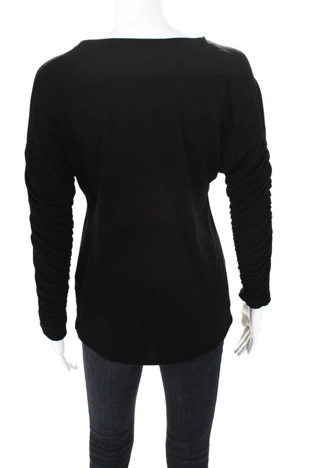 Женский свитер Drew Otis с вырезом лодочкой и собранными в рюш рукавами черный размер очень маленький 10730657 - Изображение 3 из 4