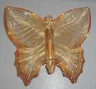 Jeanette Glass Marigold Iridescent Carnival Glass Butterfly Trinket Dish Vintage