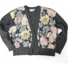VTG JH Collectibles Floral Cardigan Angora Lambswool Large Cottagecore Granny