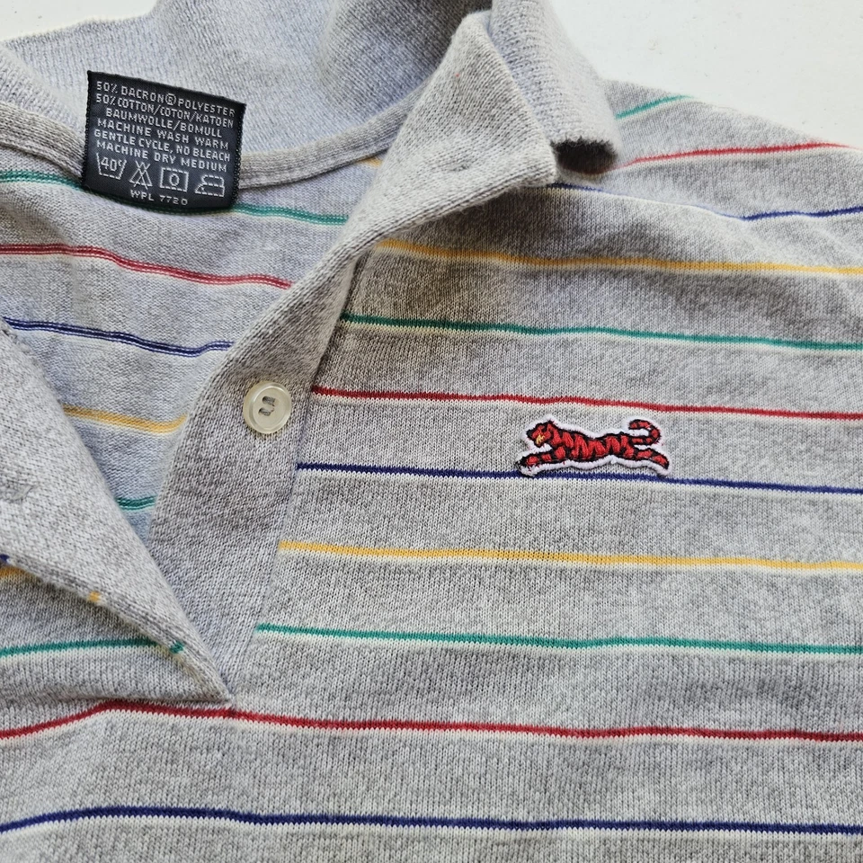 Vintage 80s Le Tigre Polo Shirt Size Medium Embroidered Rare Red Tiger Logo - Image 3 of 4