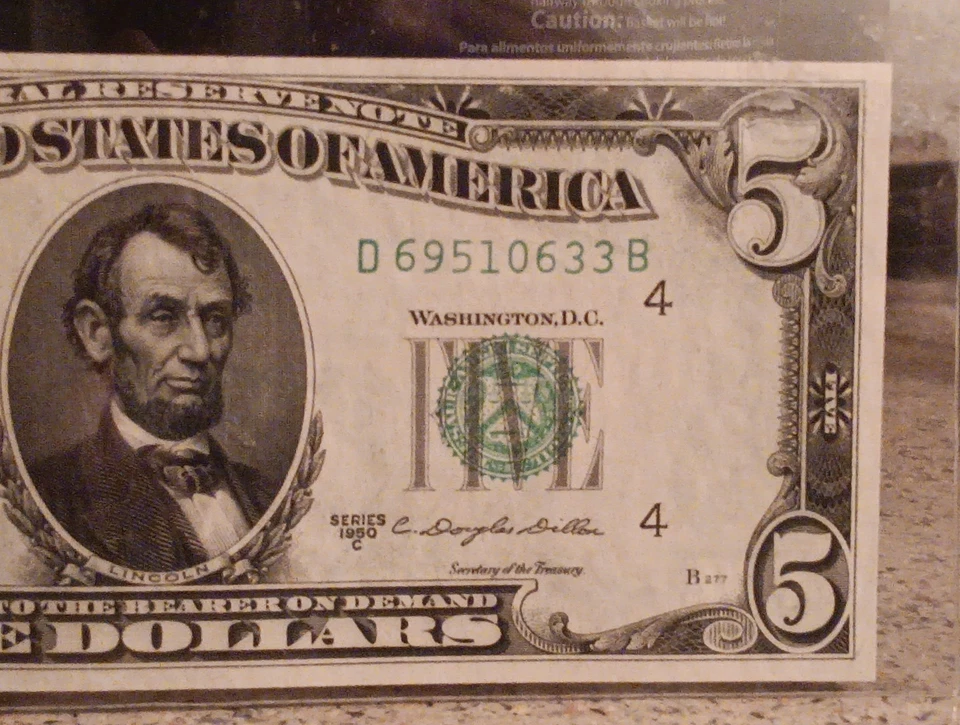 1950 C 5 Dollar Bill Uncirculated GEM Judge For Your Self - Image 3 of 4