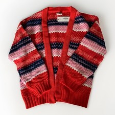 Gymboree Girls Long Sleeve Cardigan Sweater - M 7-8 - Coral/blue/pink