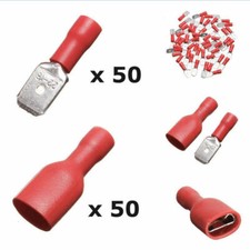 Female+Male Spade Insulated Crimps Connector Terminal  Electrical Wire Red