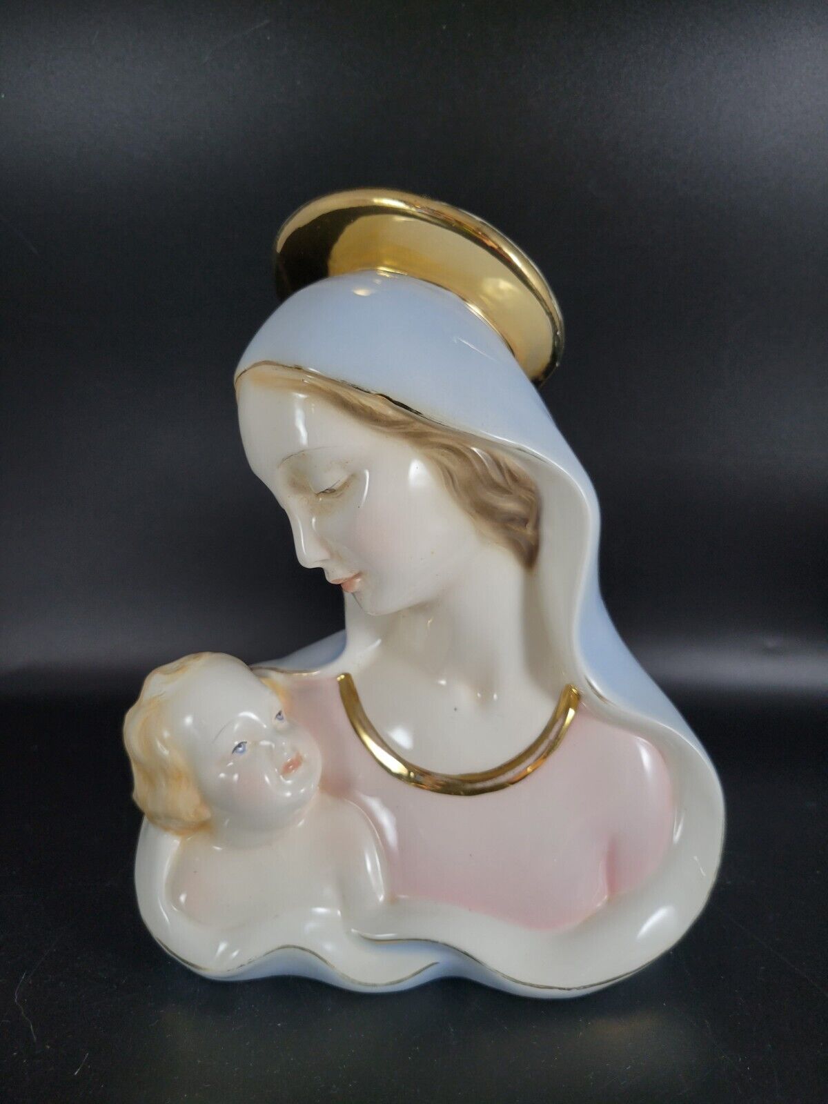 Madonna and Child ITALY Figurine Signed Blessed Mother Italian Statue Mary Jesus