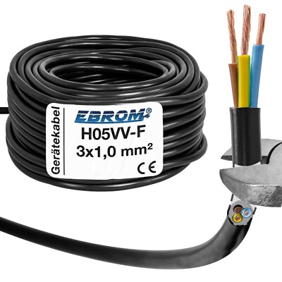 (1,00 /m) H05VV-F 3G1 mm² H05VVF 3x1,0 schwarz Schlauchleitung Stromleitung