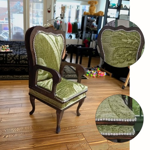 1/6 Scale Dolls House Miniatures Green Furniture Unfinished Single Sofa Vintage* - Picture 6 of 16