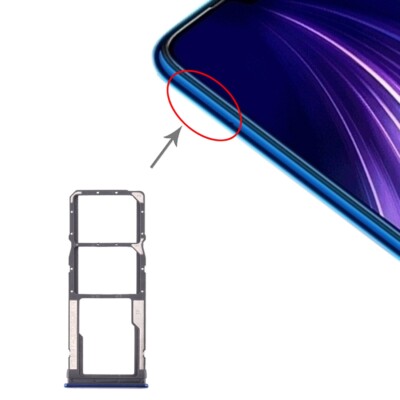 Tiroir Support Carte Double SIM + MicroSD Pour Xiaomi Redmi Note 8 - Bleu, Neuf Avec Outil