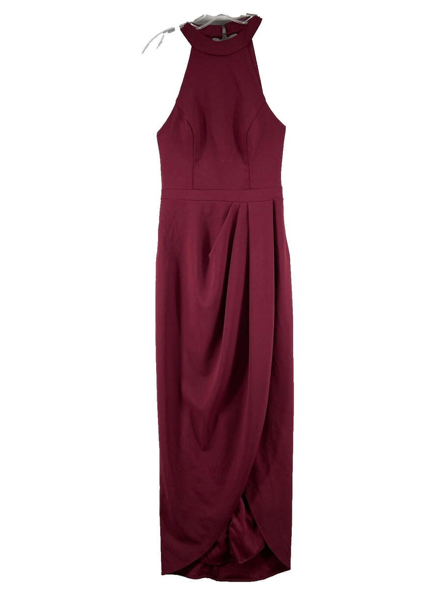 astr halter dress Satin Crossover Halter Midi Dress main image 1